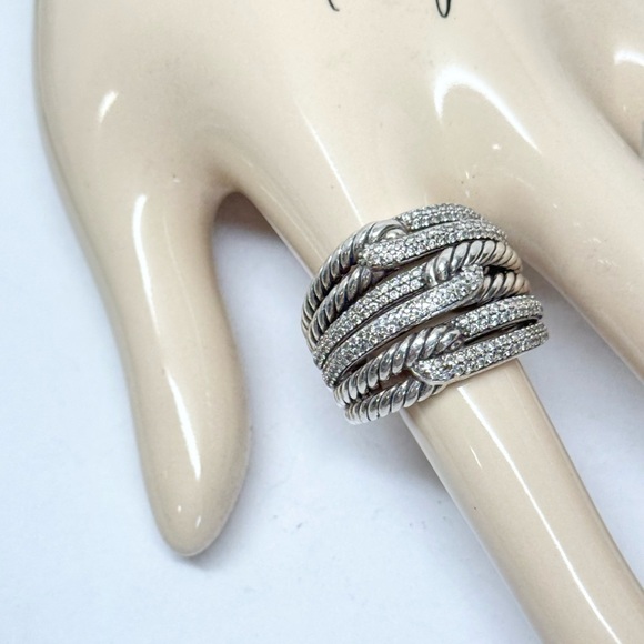 David Yurman Triple Loop Diamond Labyrinth Ring .925 Sz 8 - Picture 5 of 12